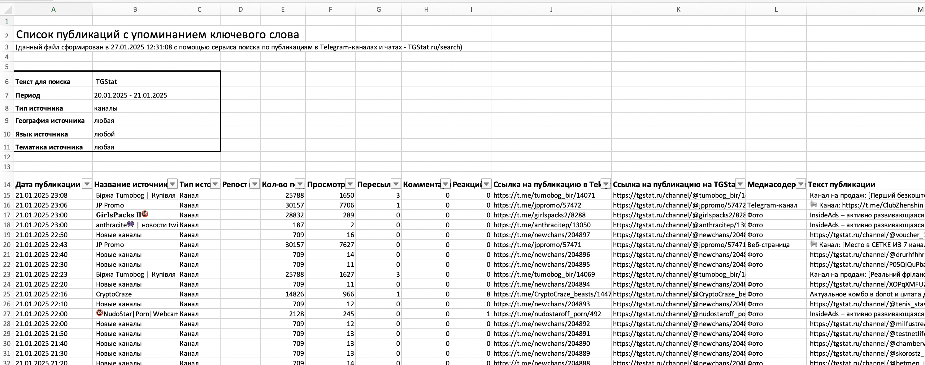 Пример Excel-файла с результатами поиска
